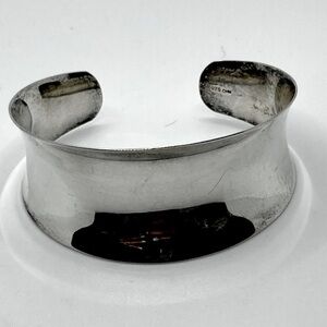 Vtg Sterling Silver Wide Curved Cuff 925 CMM Slightly Adjustable